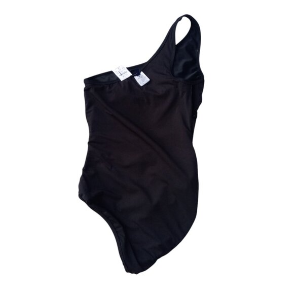 J Crew swimsuit black one shoulder ruched sz M NEW - Picture 8 of 12